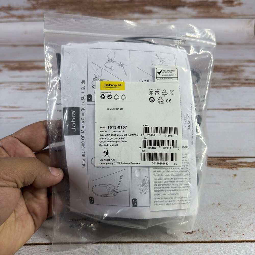Jabra BIZ 1500 Headset, Mono, Quick Disconnect, Wired, 1513-0157 New